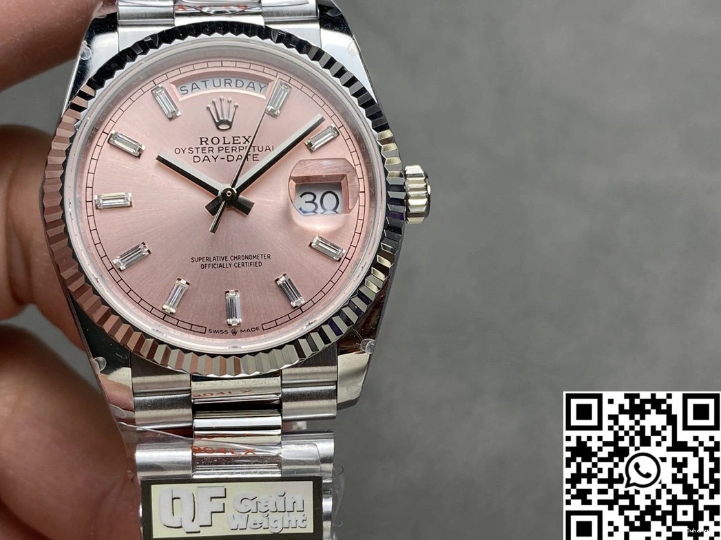 Factory Pink QF Dial v5 Date Rolex Steel Day Tungsten 36mm M128239-0071 0314